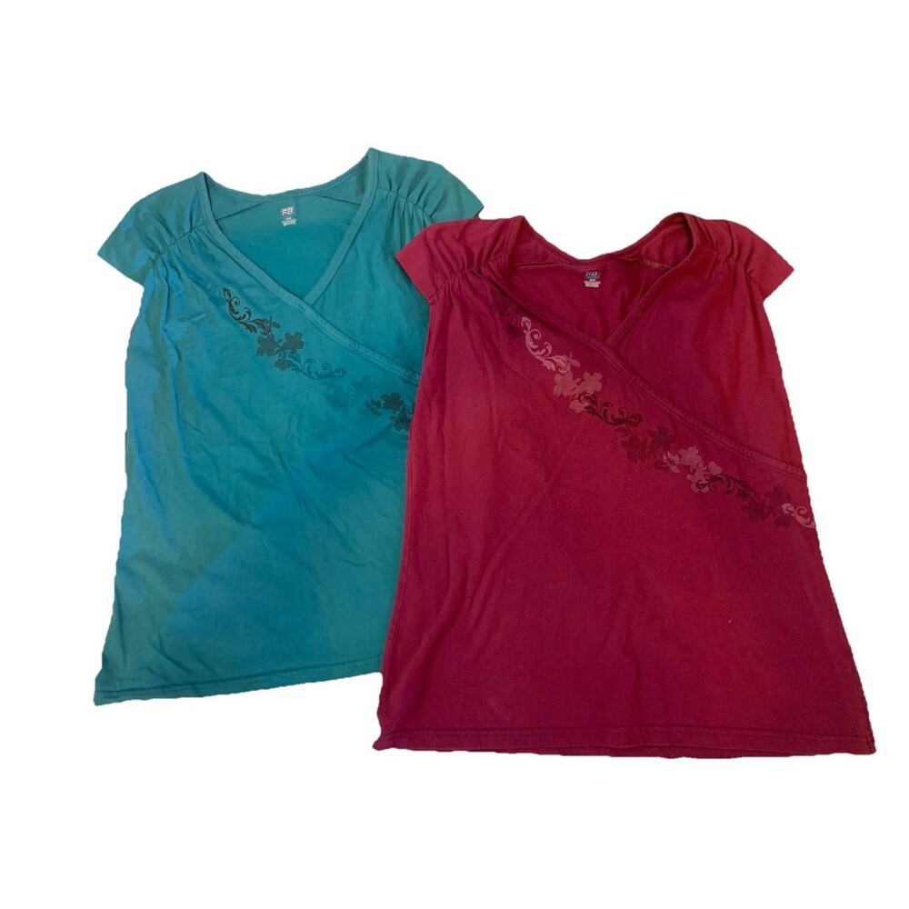 SJB Active Women’s XL Short Sleeve Saint Johns Bay Pair Pink Blue Floral Artsy